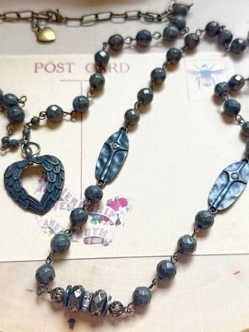 Vintage Grey Bead Necklace