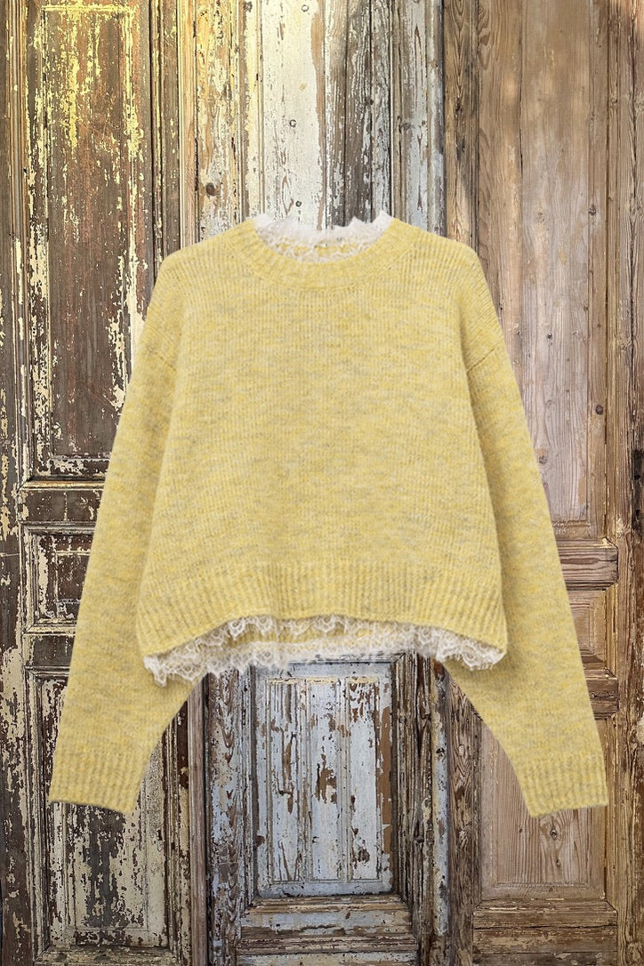 Yellow Lace Neck
