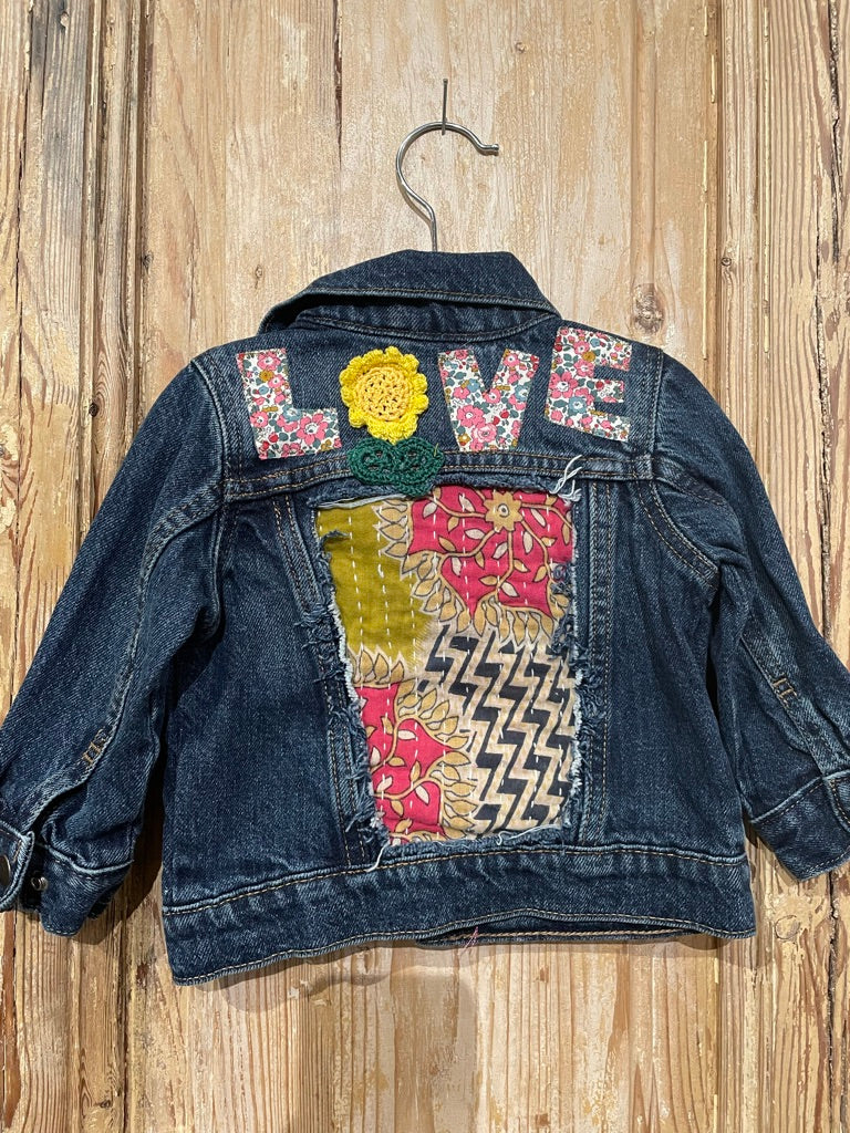 Love Kantha Back Kids Denim Jackets