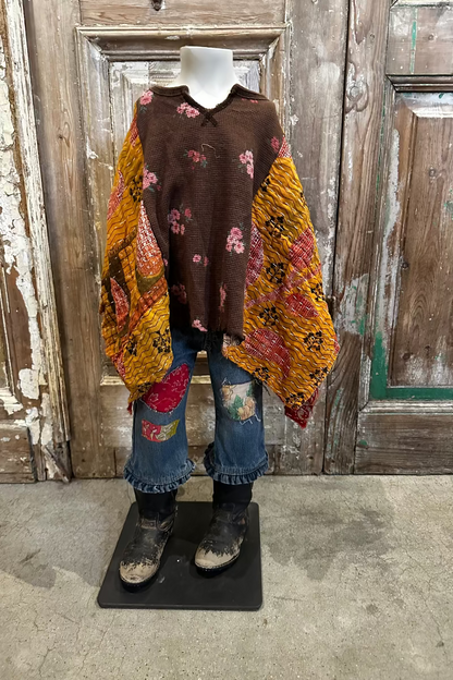 6y Boho Flowers Poncho