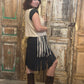 Studs Fringe Suede Skirt