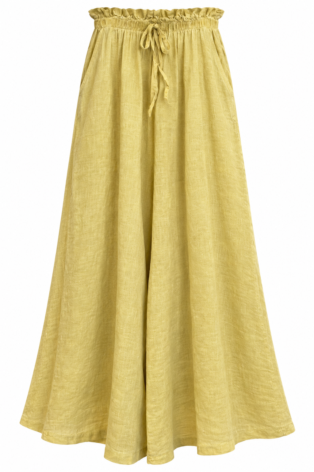 Drawstring Wide Linen Pants