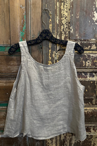 One Button Linen Tank