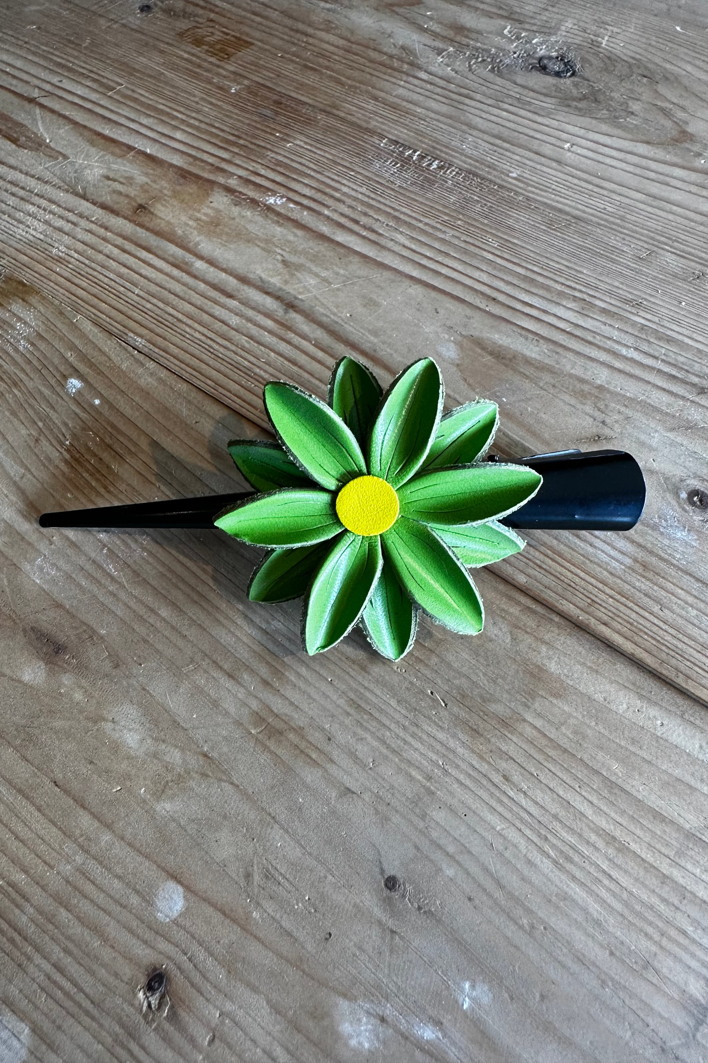 Ibiza Leather Flower Clip