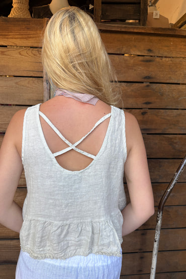 Cross Back Ruffle Top