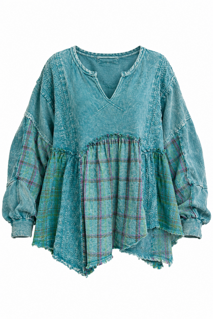 Flannel Eyelit Babydoll Top