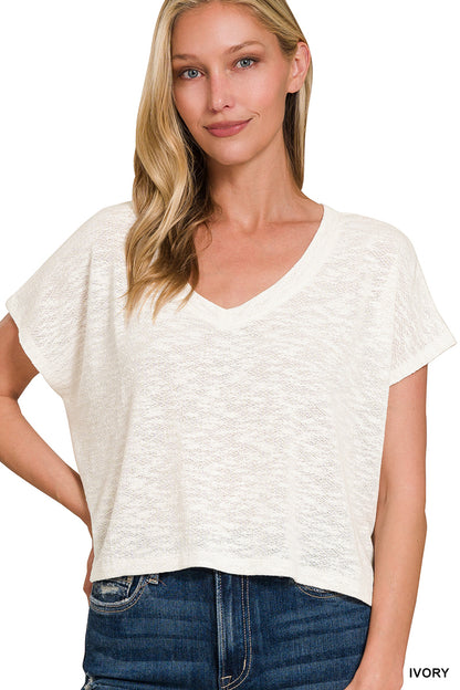 Short V Hacci Top