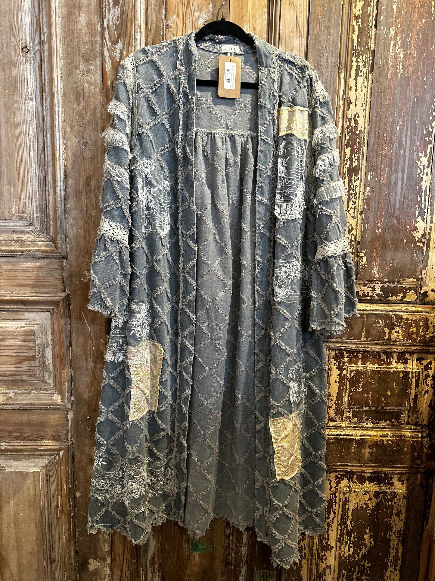 Denim Square Pattern Duster