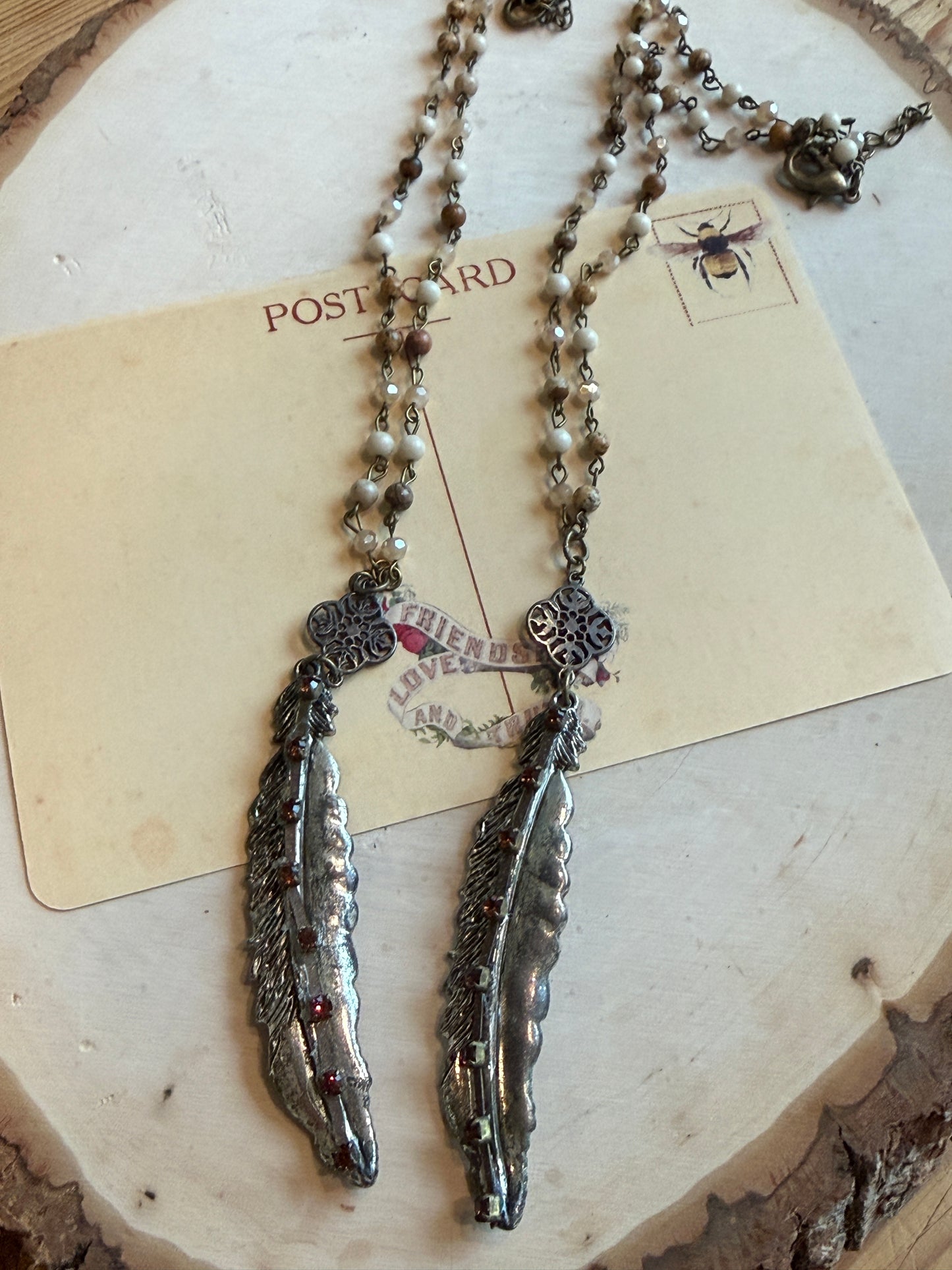 Large Bling Feather Necklace