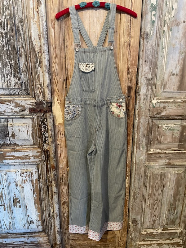 Striped Denim Overalls