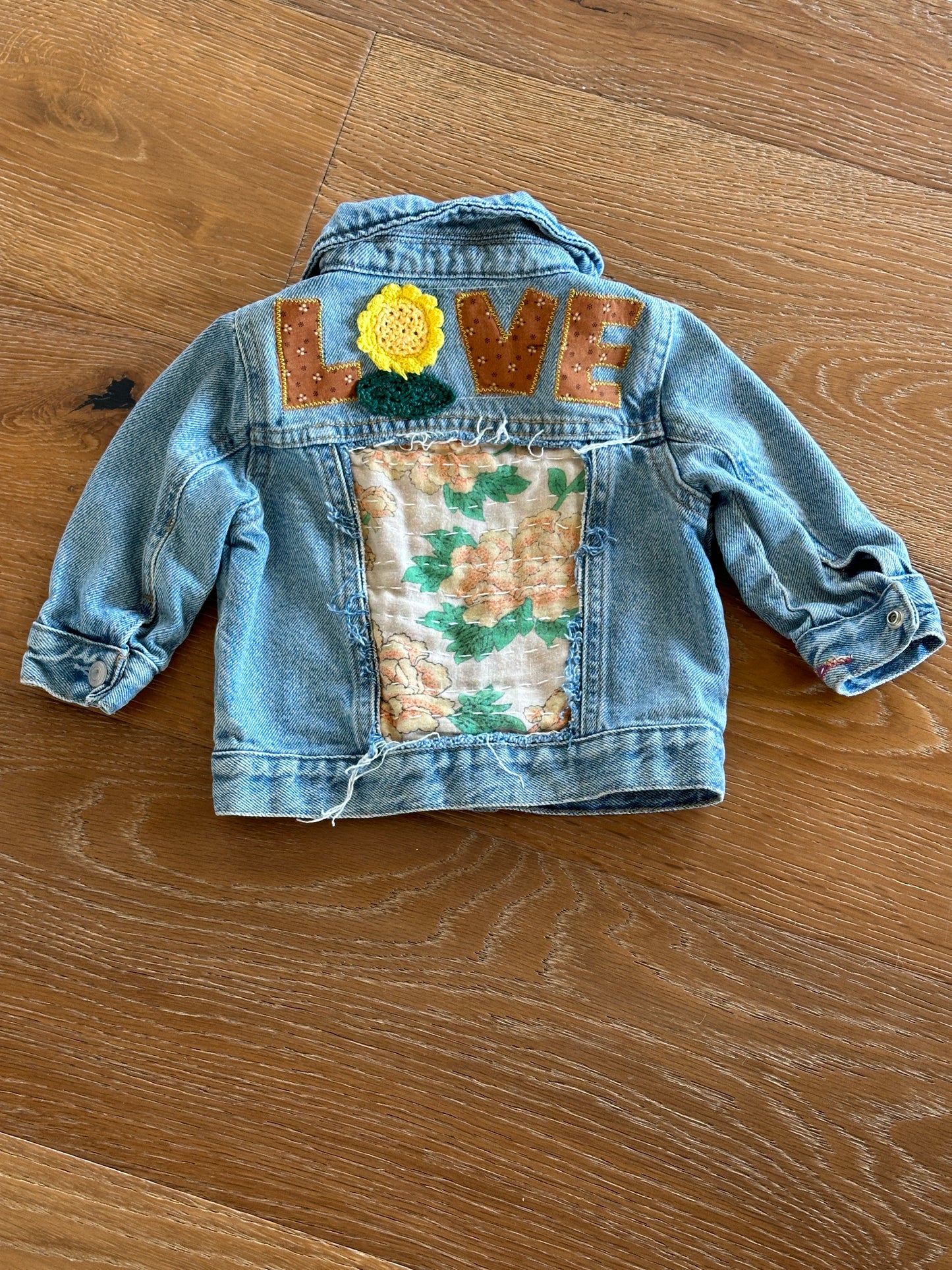 Love Kantha Back Kids Denim Jackets