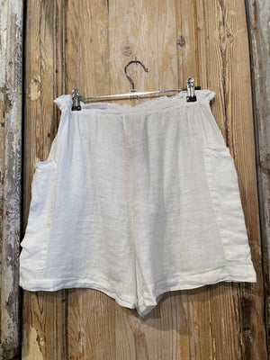 Drawstring Front Pockets Linen Shorts