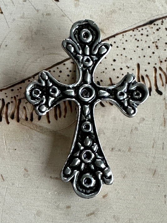 Silver Cross Hat Clip