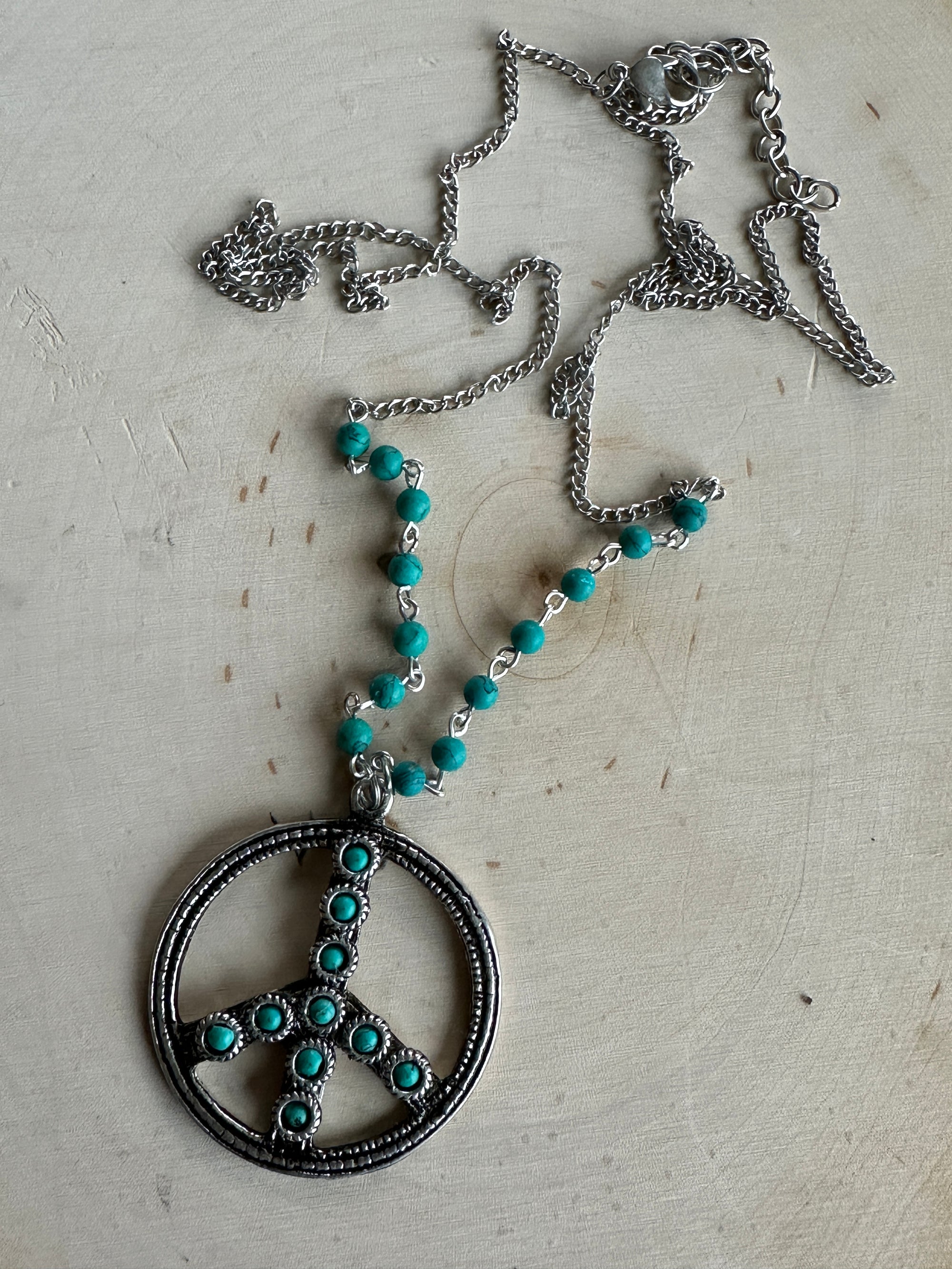Small Turquoise Peace Necklace