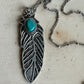 Silver/Turq Feather Necklace