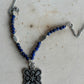 Blue Beads On Silver Necklace