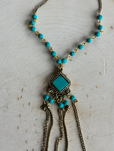 Turquoise on Gold Necklace