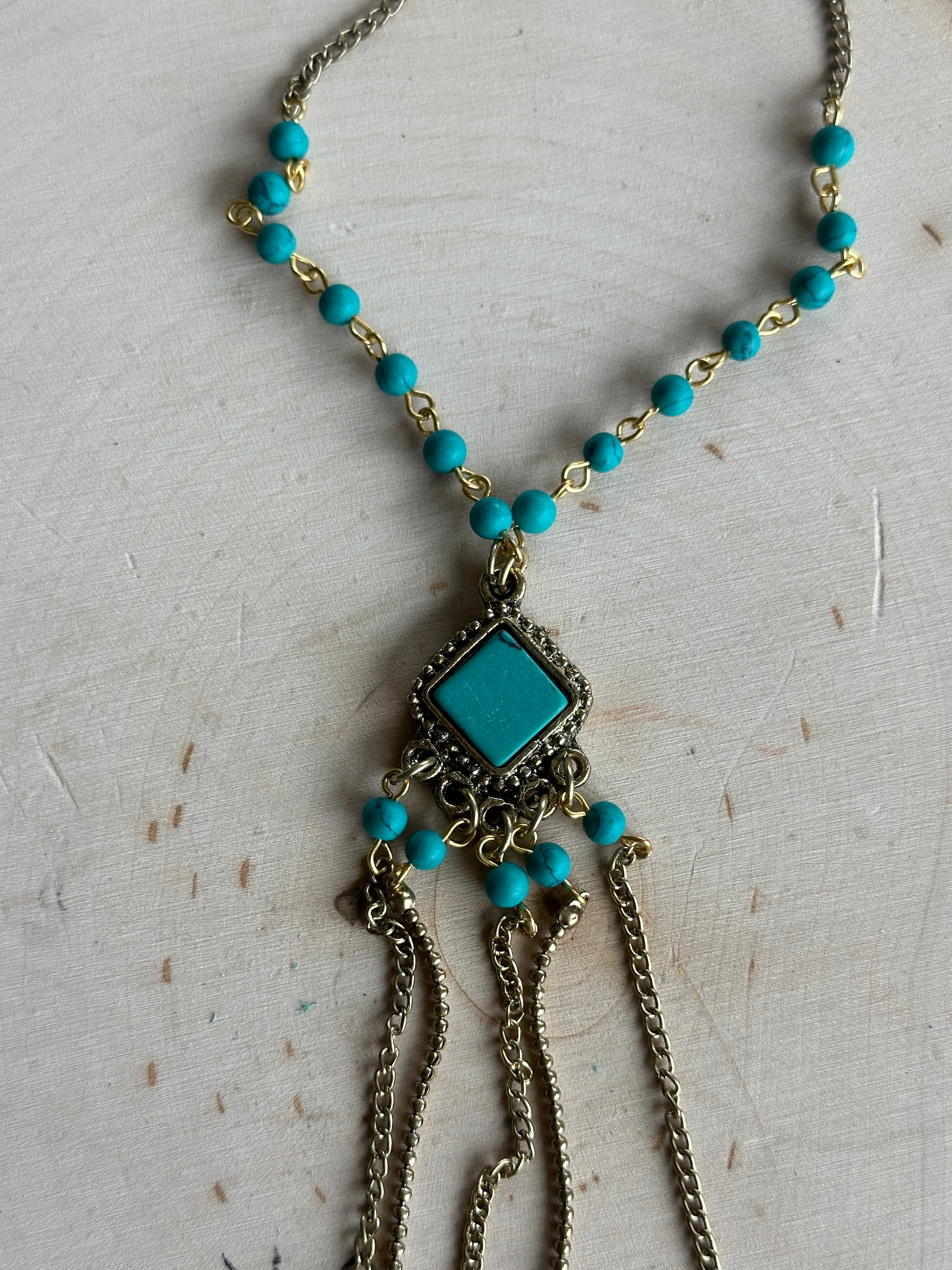 Turquoise on Gold Necklace