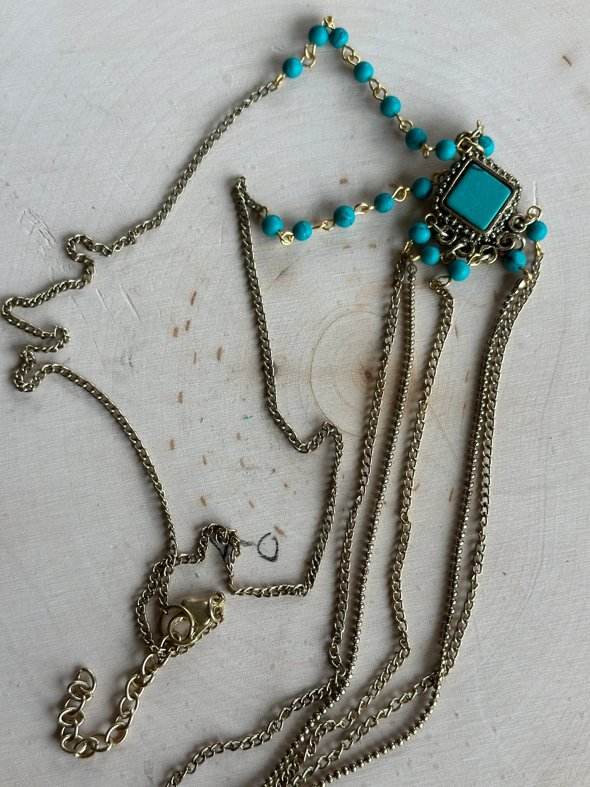 Turquoise on Gold Necklace