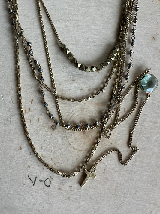 Sparkle Blue on Gold Necklace