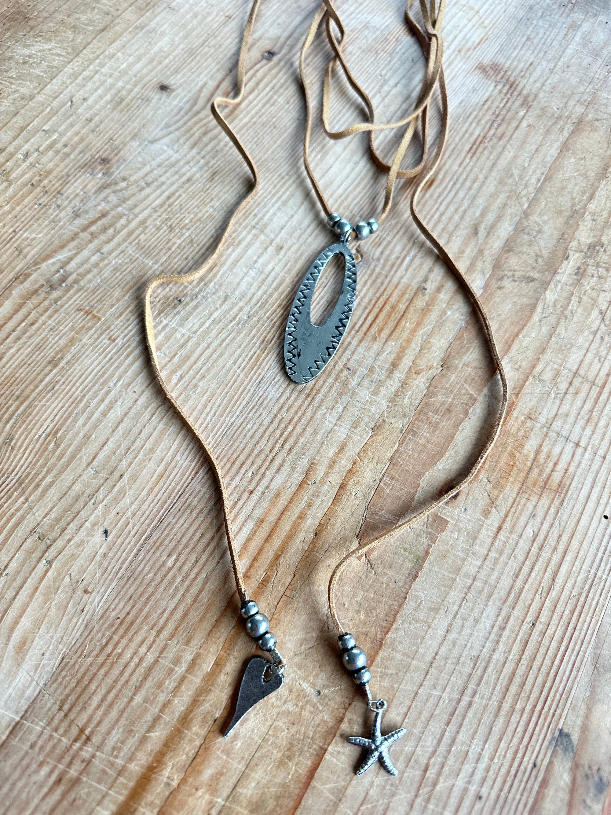 Oval on Tan Leather Necklace