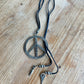 Large Silver Peace Sign Leather Necklace