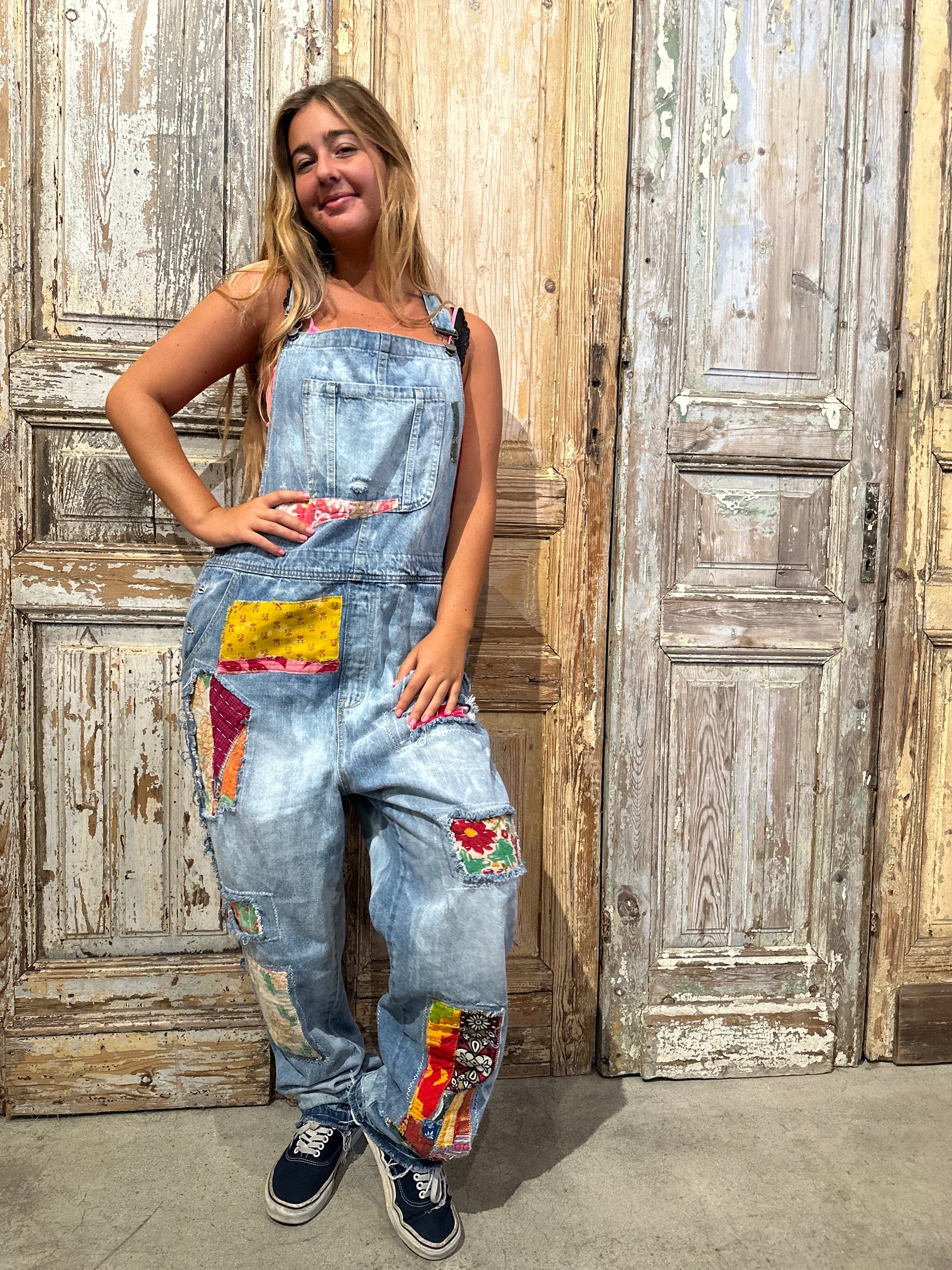 Oversized Patched Overalls