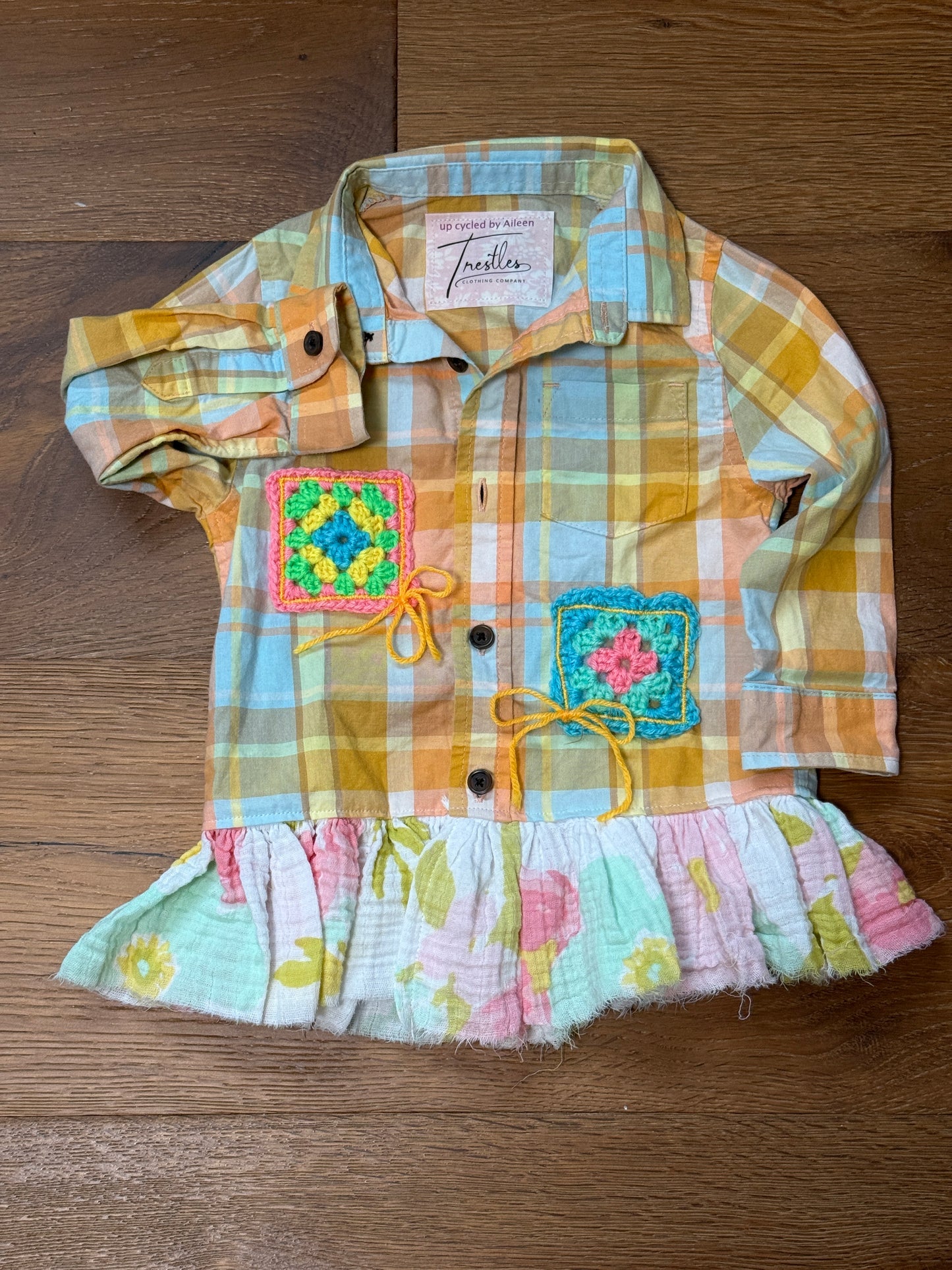 2T Ruffled Crochet Plaid