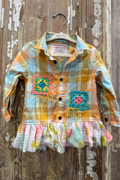 2T Ruffled Crochet Plaid
