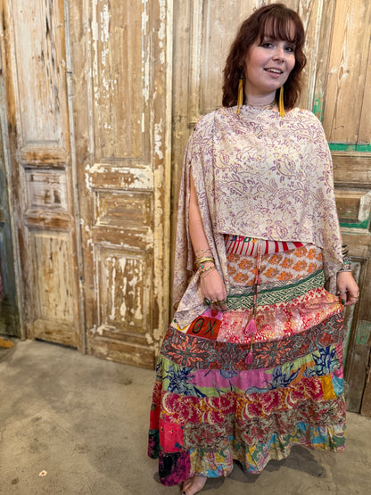 Boho Patched Maxi Skirt