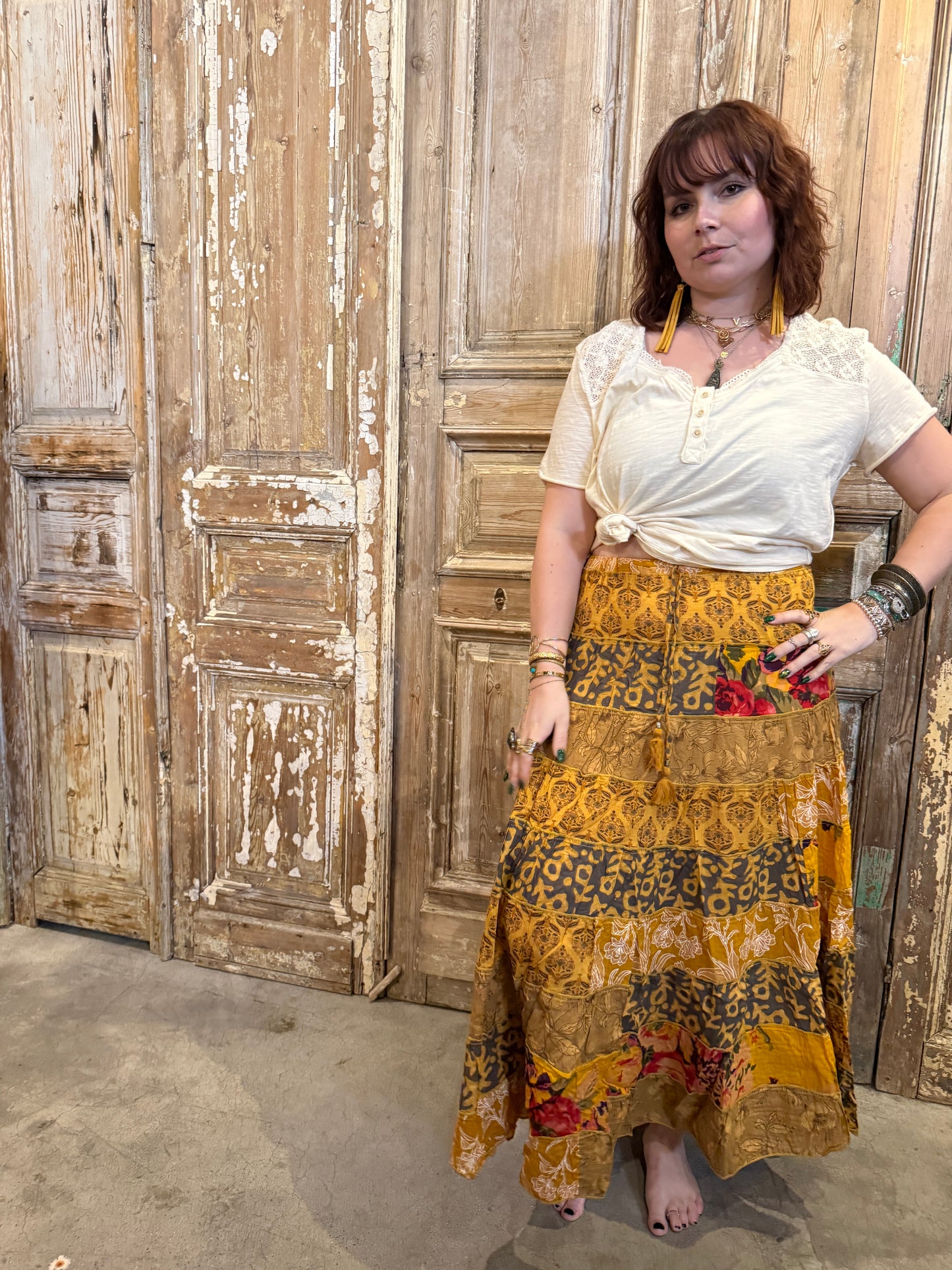 Boho Cotton Patchwork Skirt