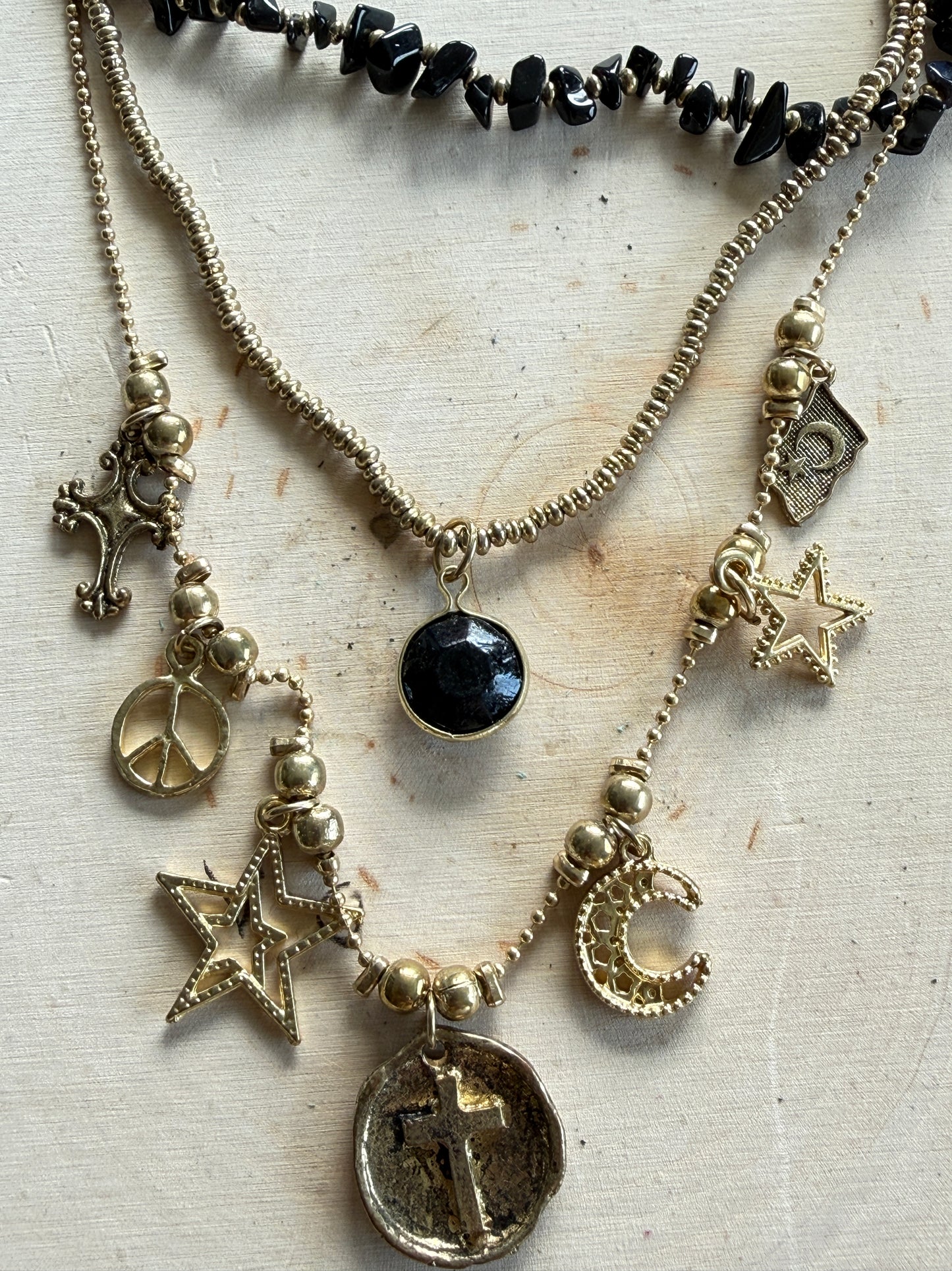Boho Cross & Peace Necklace
