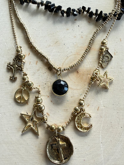 Boho Cross & Peace Necklace