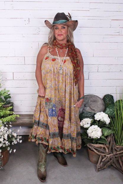 Sunwashed Bloom Dress-Golden