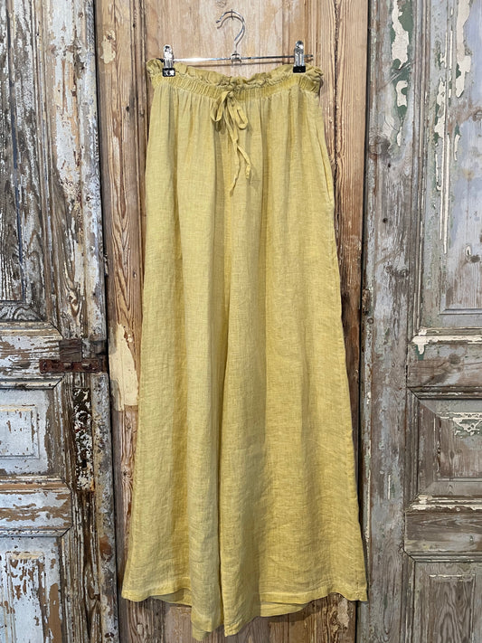 Drawstring Wide Linen Pants