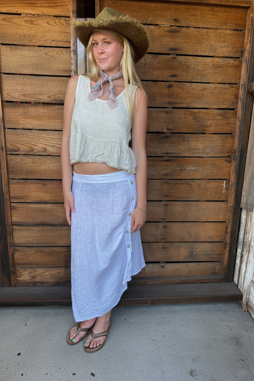 Side Button Asymetrical Skirt