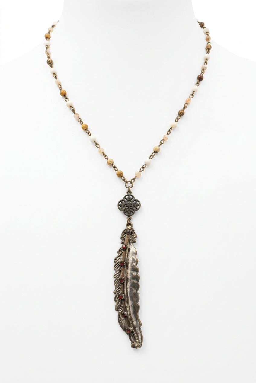 Large Bling Feather Necklace