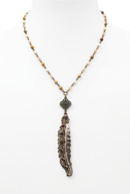 Large Bling Feather Necklace