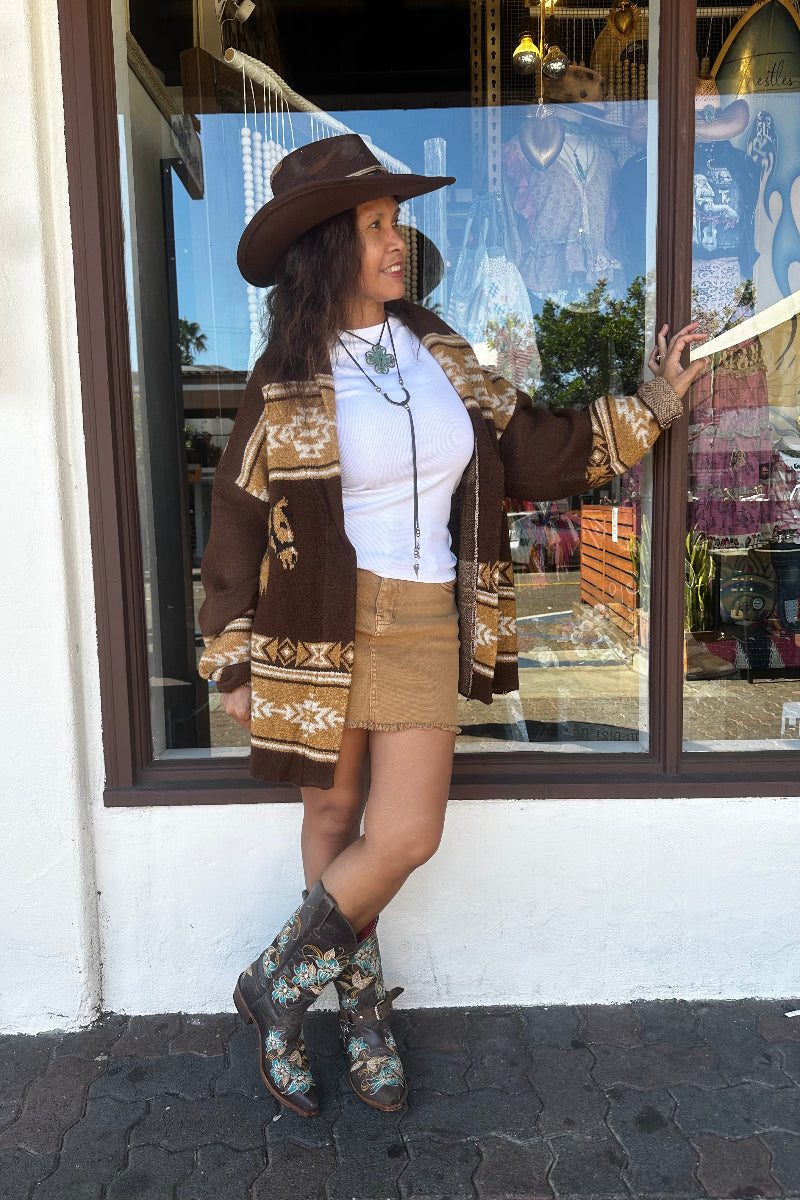 Aztec Horse Cardigan Sweater
