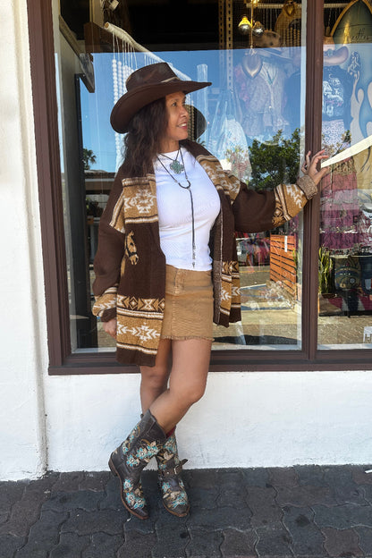 Aztec Horse Cardigan Sweater