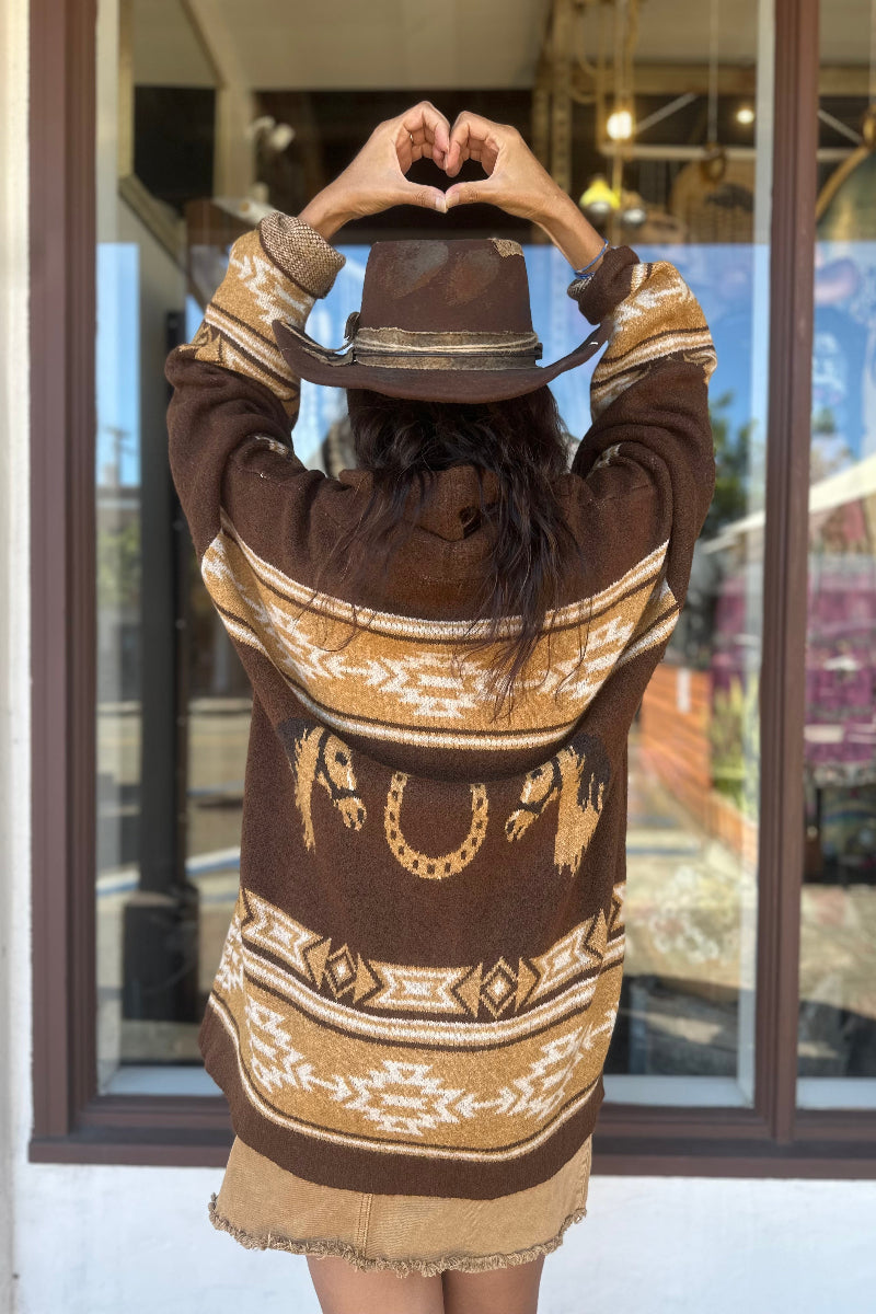 Aztec Horse Cardigan Sweater