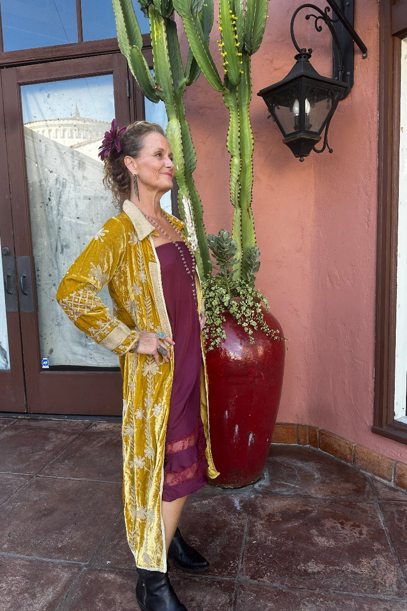 Velvet Embroidered Duster