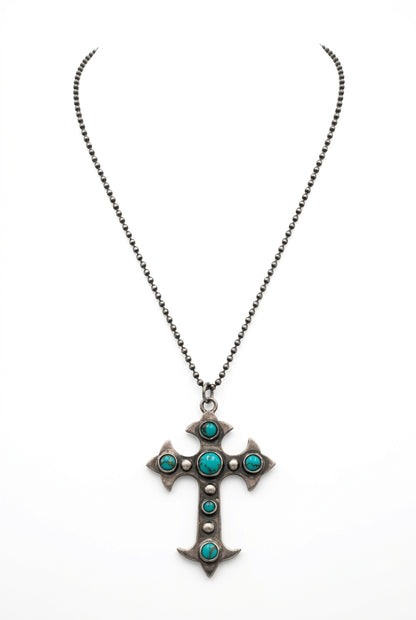 Pointy Cross Turq Necklace