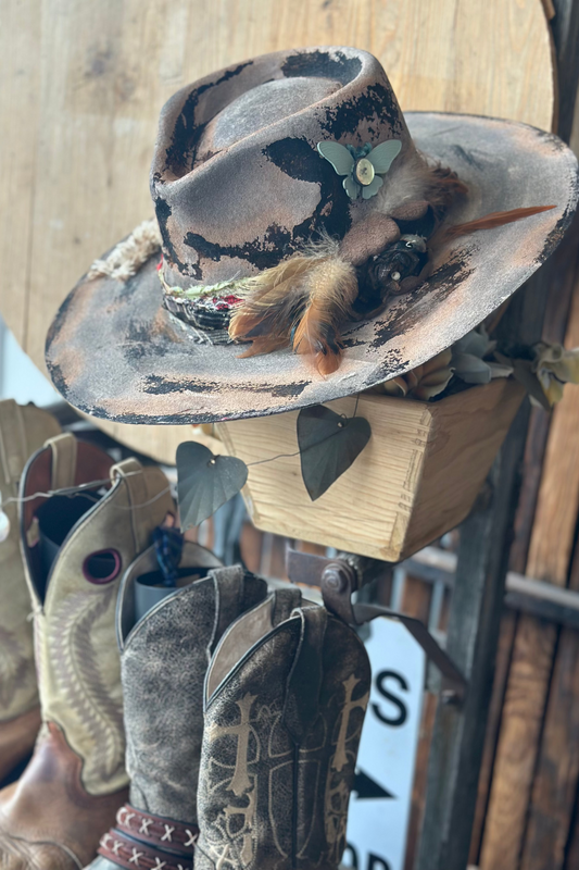 Flower Distressed Painted Hat