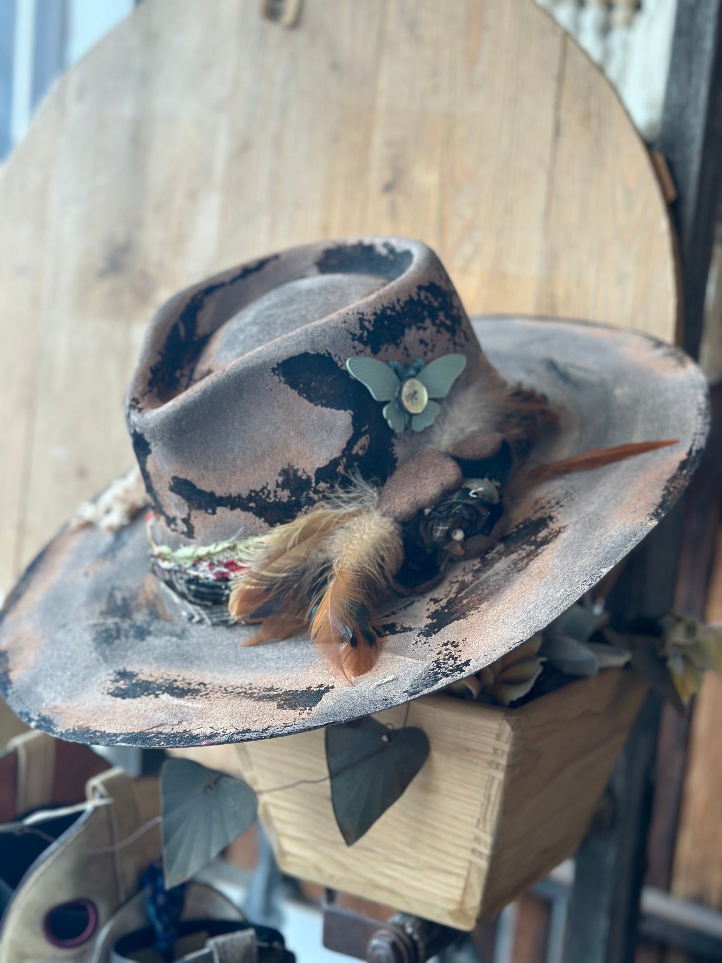 Flower Distressed Painted Hat