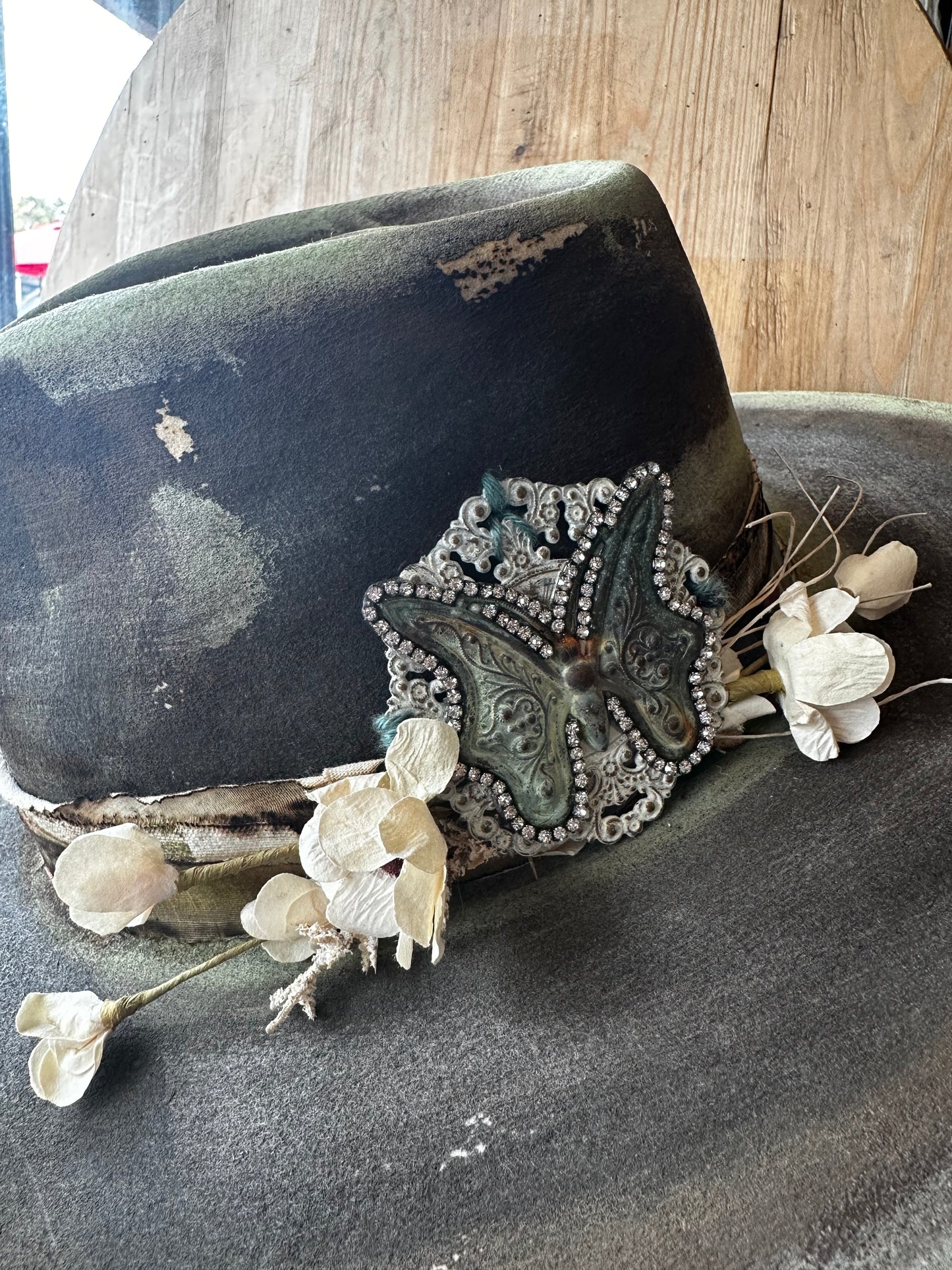 Flower Distressed Painted Hat