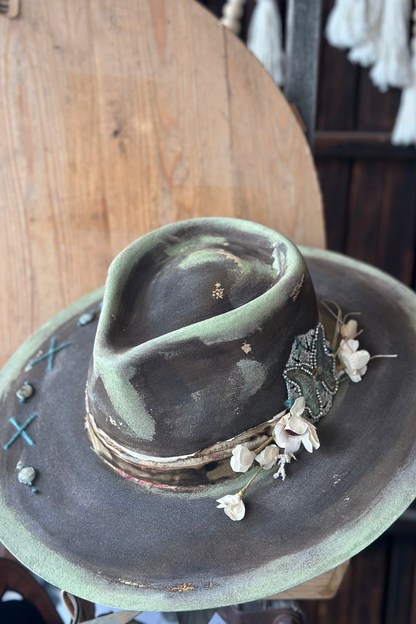Flower Distressed Painted Hat