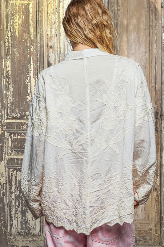 Embroidery Scalloped Top