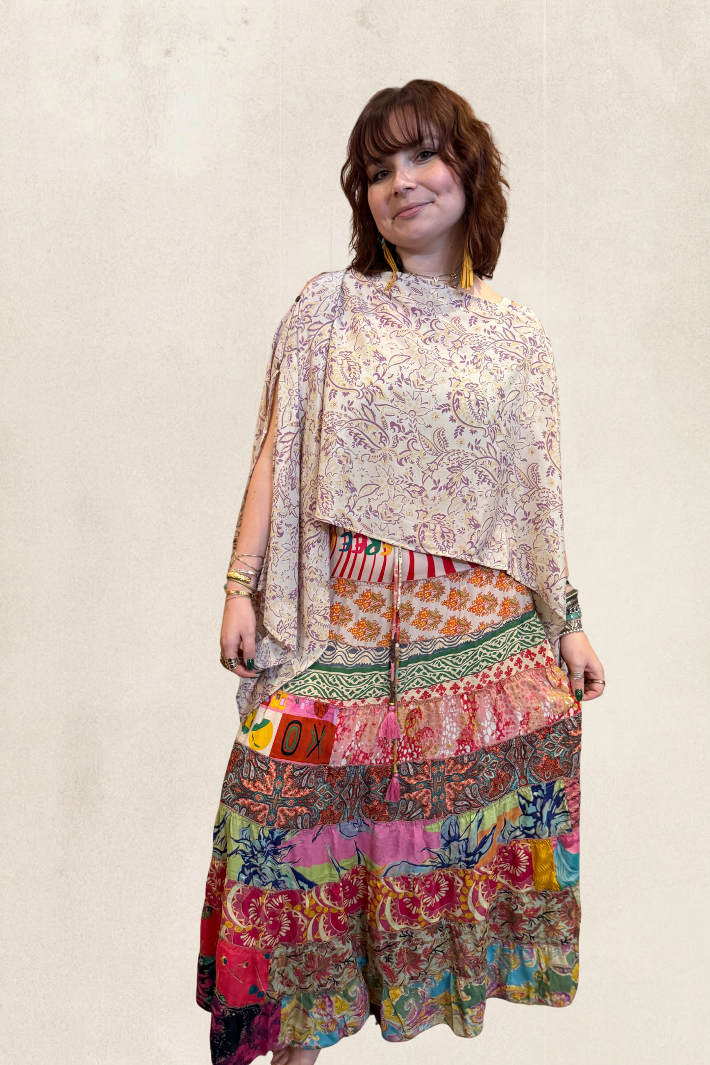 Boho Patched Maxi Skirt