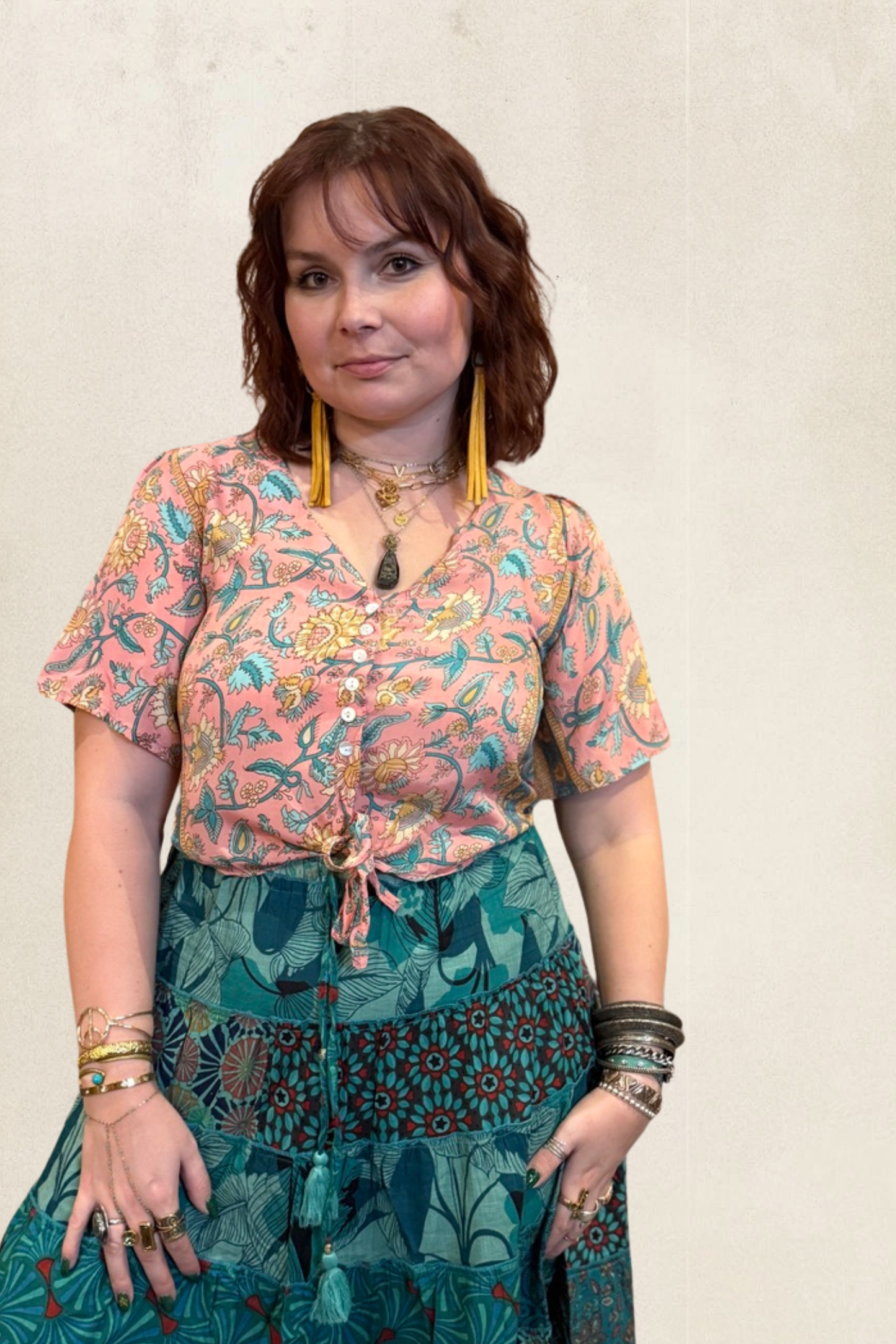 Boho Tie Front Top